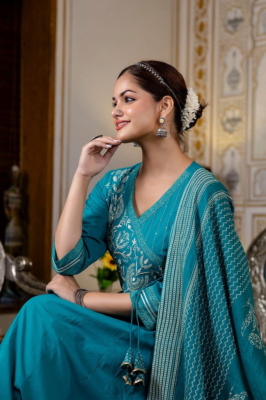 Classic Blue Embroidered Kurta Set