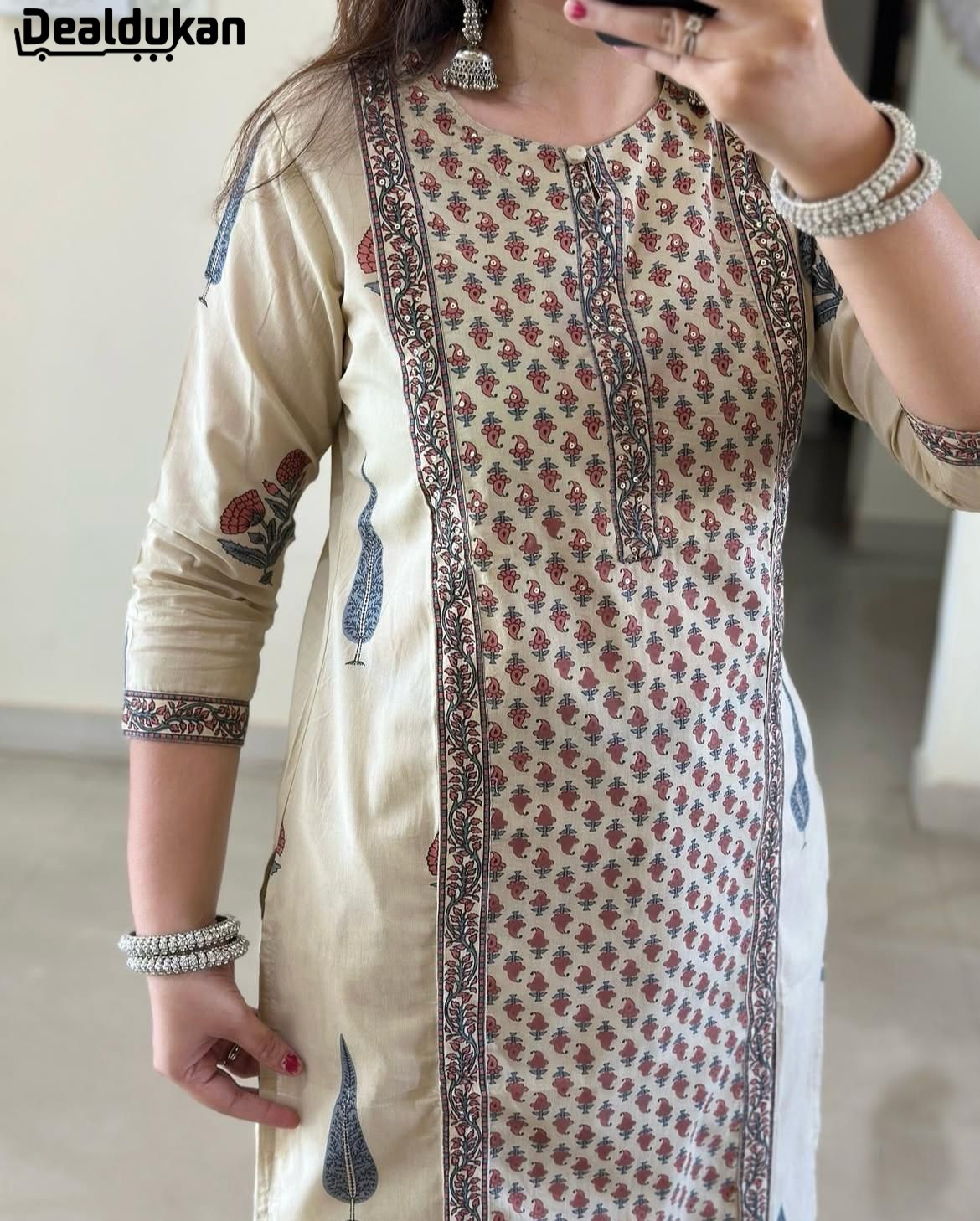 New Launch – Premium Designer Cotton Frock Style Kurti with Pattern Pant